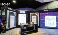 GE's booth included a sample Next GEN Arctic ductless unit, digital timer, and scoreboard as part of its Haier Ductless Easy Install competition. - The ACHR News