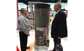 Stephen Mock (left), plumber support manager, goes over how the EcoNet Smart Monitoring System works. - The ACHR News