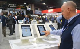 Dave Thomas, Parker Sporlan’s national sales manager, demonstrates the guided mode of the Refrigeration Troubleshooting app at the 2019 AHR Expo in Atlanta. - The ACHR News