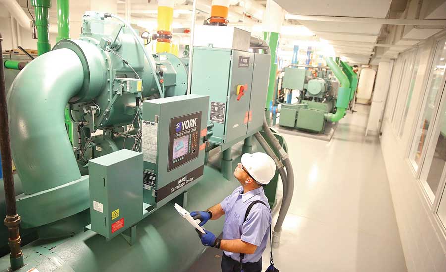 Chillers, like this York centrifugal unit, play a huge role in a building’s operation. - The ACHR News