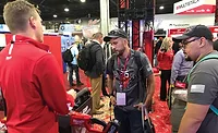 Milwaukee-Tools-Pipe-Threader-AHR-Expo-2019-ACHR-News.jpg Keefer Rader, owner of Outlaw Mechnical in Sandia Park, New Mexico, and Gabriel Curry, a service tech at the company, checked out Milwuakee Tools’ battery-powered pipe threader. - AHR Expo 2019 - The ACHR News