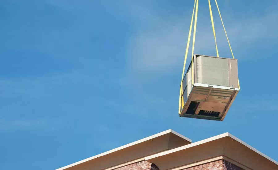 A York rooftop unit is installed on a building.
