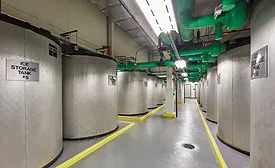 Forty-four 750-gallon tanks that store ice provide air conditioning at One Bryant Park.