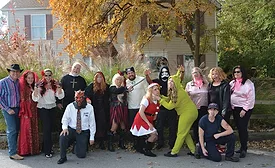 The staff at Oliver Heating, Cooling, Plumbing, Electrical in Morton, Pennsylvania, dress up in work-appropriate Halloween costumes.