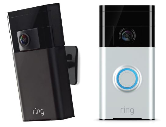 Amazon Ring Stick Up Cam and Doorbell.