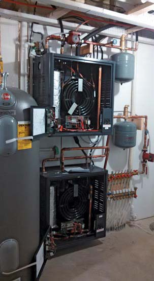 This is a 2 to 5 ton NorAire air-to-water heat pump system.