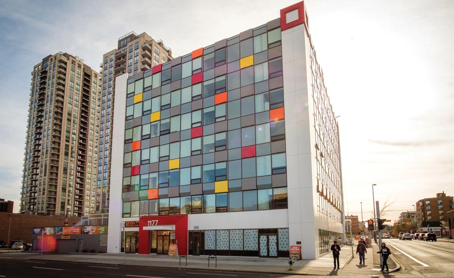 The Cube, a 52,000-square-foot, seven-story building in Calgary’s Beltline neighborhood features 65 one- and two-bedroom residential rental units, converted in 2019.