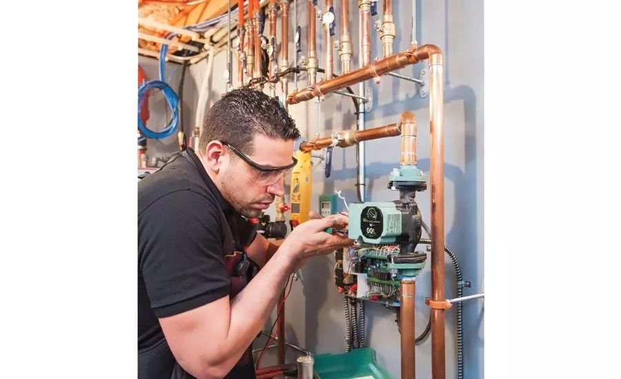 The Taco 0018e allows an installer to look inside the pipes of a residential system and see what’s happening from an app on their phone.