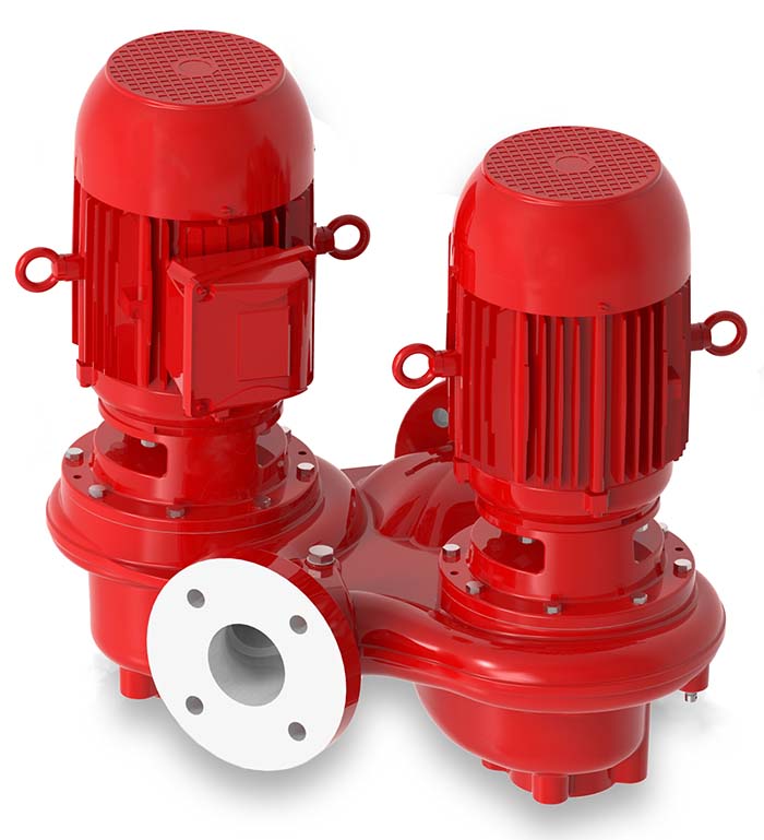 The Bell & Gossett e-82 twin in-line vertical centrifugal pump.