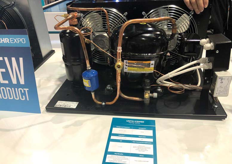 This display features R-404A refrigerant.