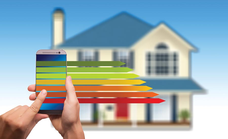 Connected smart home HVAC graphic.