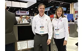 Heath Owens and Becky Kelly were happy to discuss Rheem’s new commercial and residential products on the show floor.