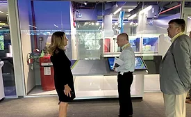 ACCA president and CEO Barton James joins a tour of the UTC Center for Intelligent Buildings.