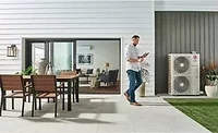 Heat Pumps A pair of a variable-speed heat pumps provide comfort to a consumer’s home.