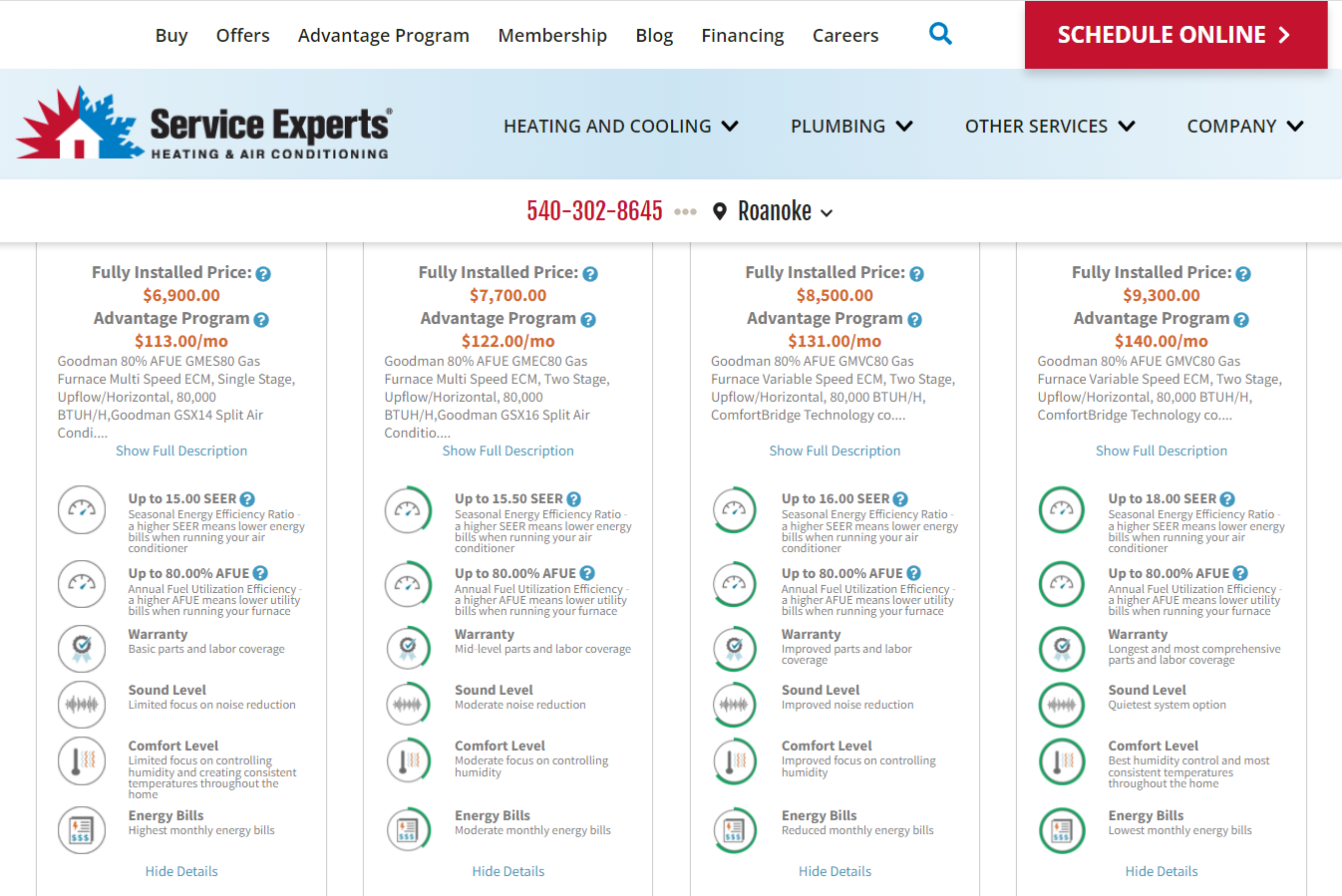 Service Experts Website.