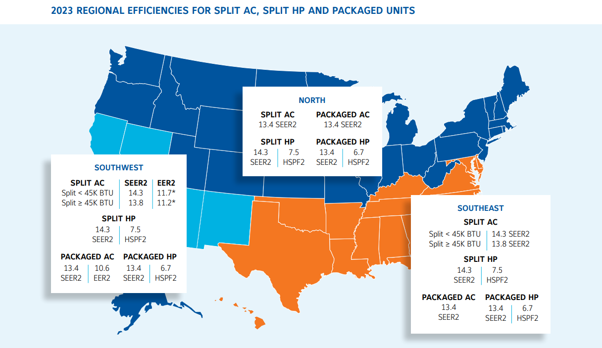 DOE 2023 Regional Residential Efficiencies Map.