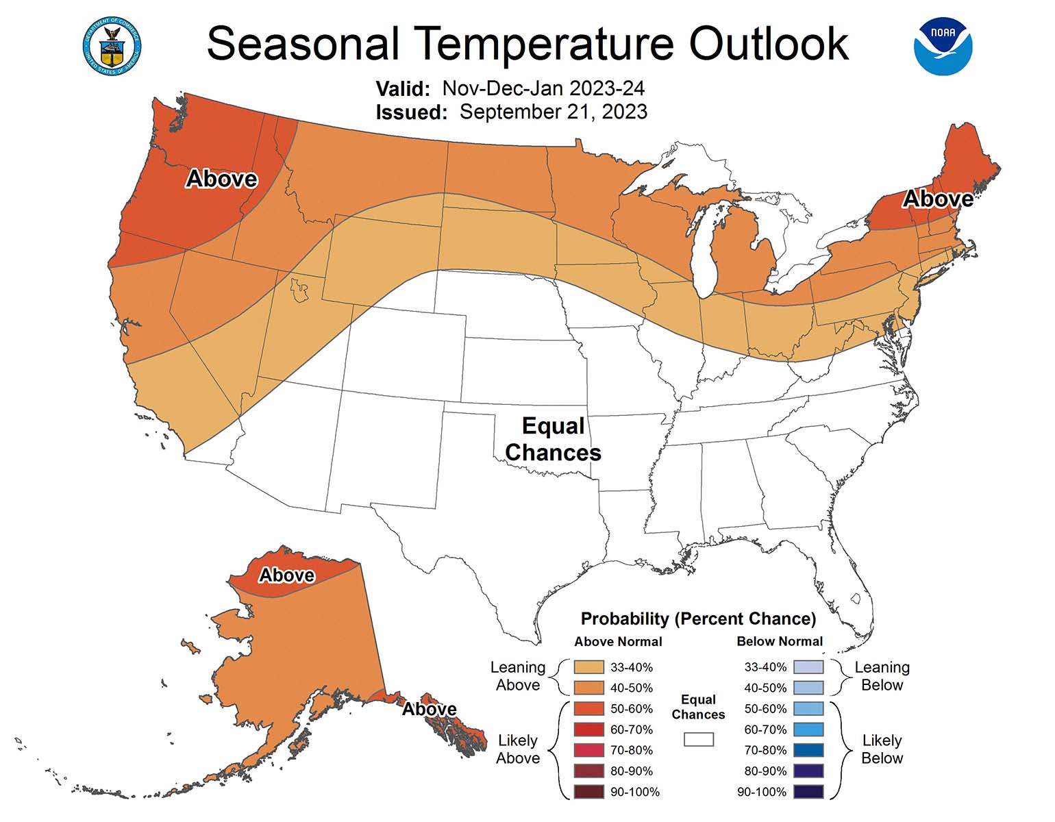 Seasonal Temperature Outlook Winter 2023.