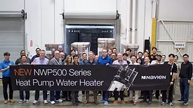 Navien staff with banner