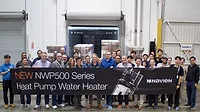 Navien Celebrates First Shipment of the NWP500.jpg Navien staff with banner