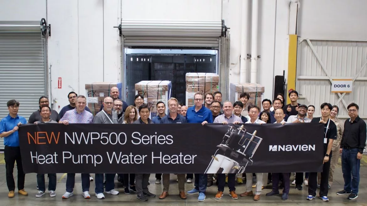 Navien staff with banner