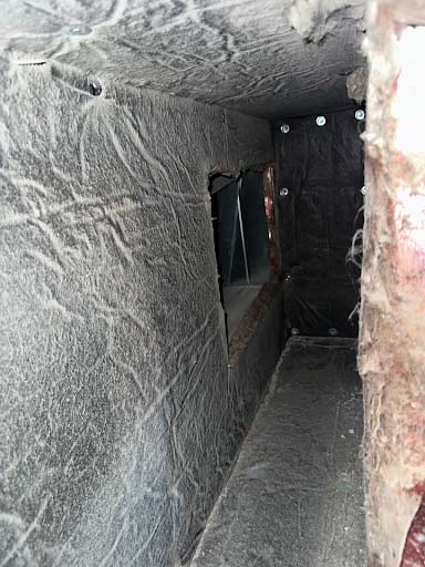 Deteriorating fibreglass in the air duct