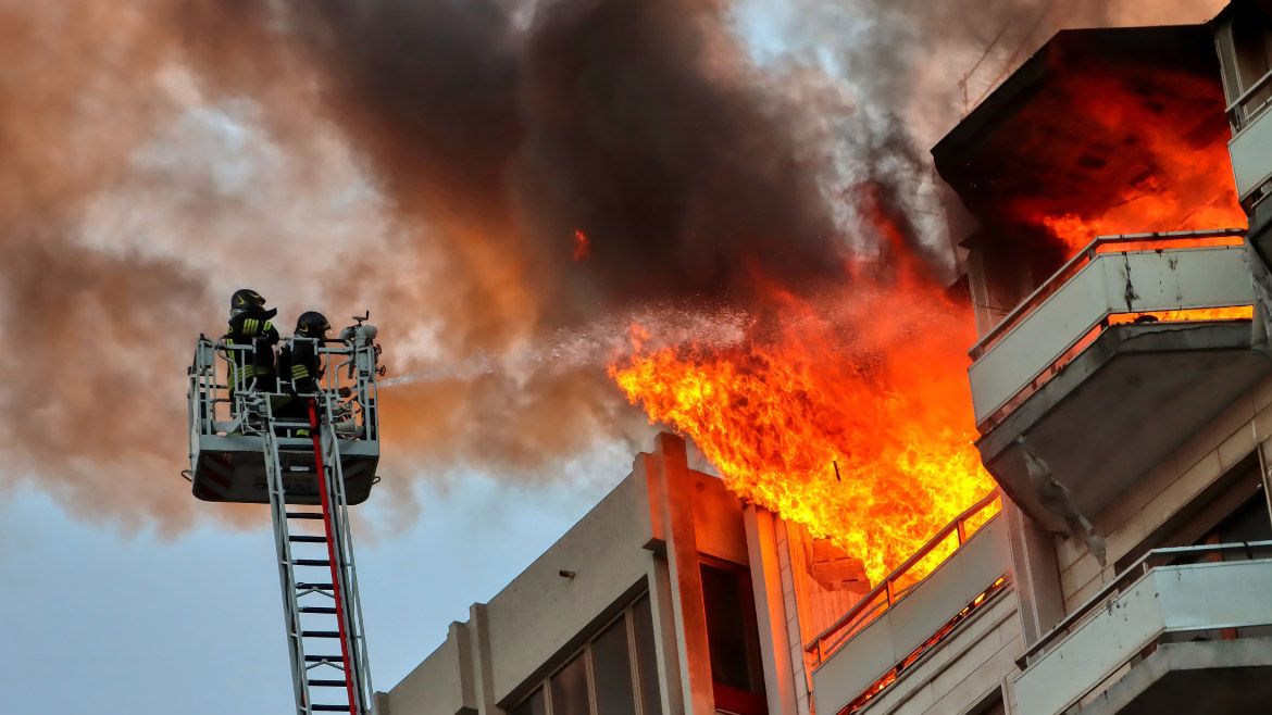 Building on fire