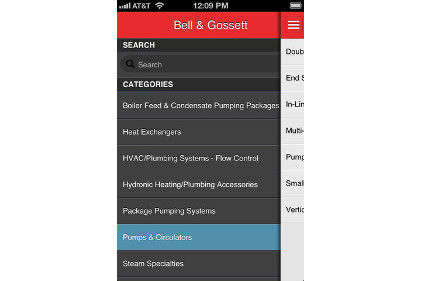 Bell & Gossett Mobile Catalog Feature