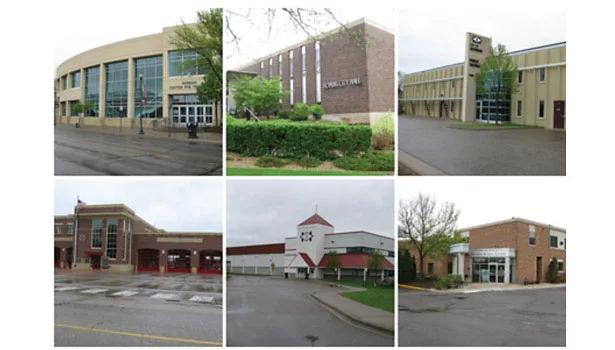Hopkins City Hall, fire station, ice arena.