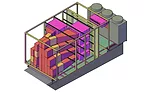 An isometric view of the custom, roof-mounted multi-zone air handlers that now serve the Rithet Building.