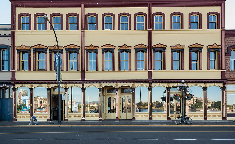 The Rithet Building is a picture-perfect example of Victoria, BC’s old West Coast Iron Front architecture.