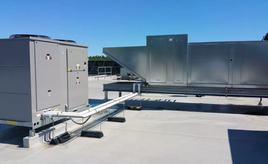Two-stage 30-ton condenser (left) and modular makeup unit (right)