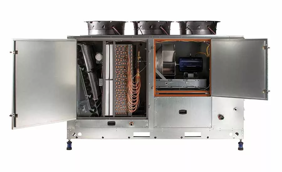 View of supply air components in a typical DOAS unit