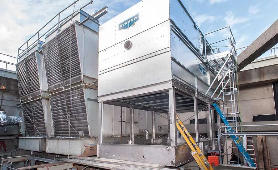 The existing three-cell crossflow cooling tower