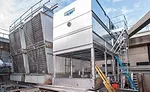The existing three-cell crossflow cooling tower