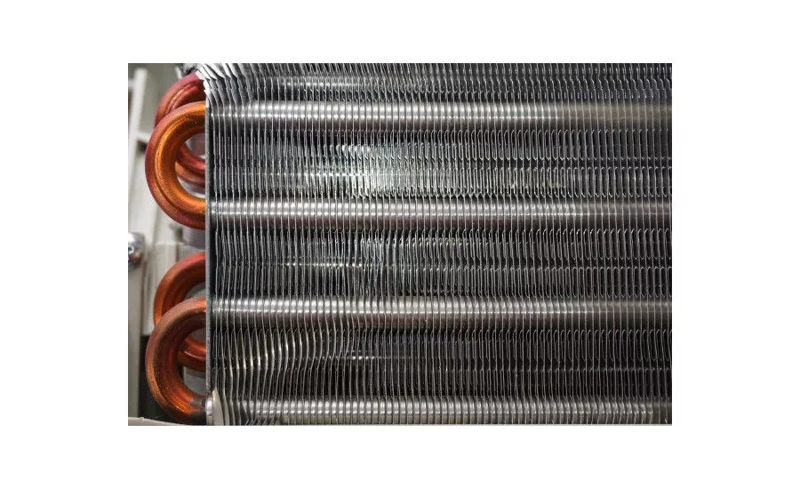 A round tube and plate fin coil