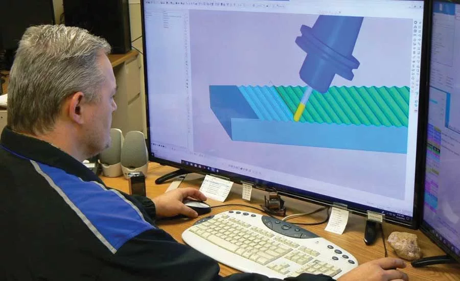 Simulating machining operation with ESPRIT.