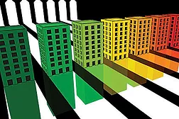colored buildings, 3D buildings