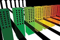 colored buildings, 3D buildings
