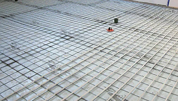 Radiant flooring for heating only was used in the main lobby.