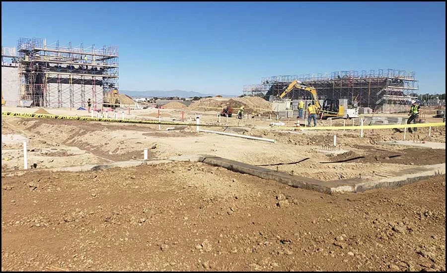 The early stages of building at the Centennial High School Construction site in Pueblo, Colorado
