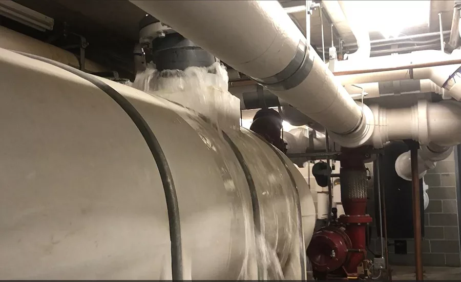 Water splashing out of remote sump.