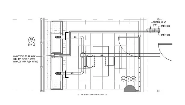 four-pipe connection to active beams