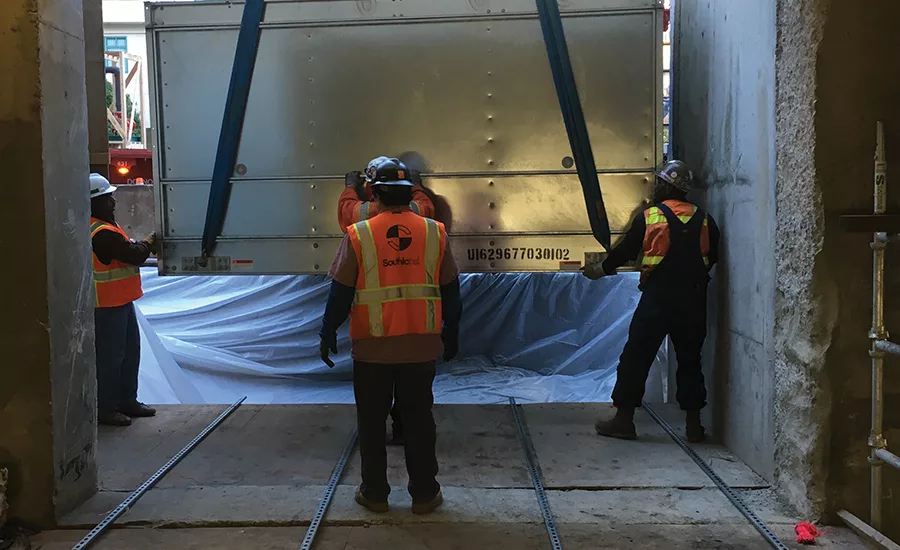 This view from an underground rigging and assembly area