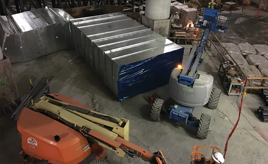 Some of the project’s largest ducts are 144 by 70 inches