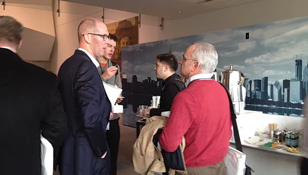 During a break, attendees participate in what Dirk Beveridge calls random collisions.