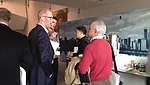 During a break, attendees participate in what Dirk Beveridge calls random collisions.