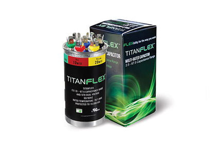 The Titan Flex is a multi-rated motor run capacitor designed for efficiency and endurance.