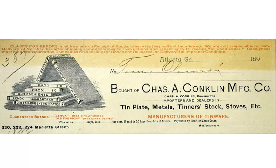 Billhead Charles A. Conklin
