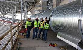 Sheet metal connectors crew at us bank stadium