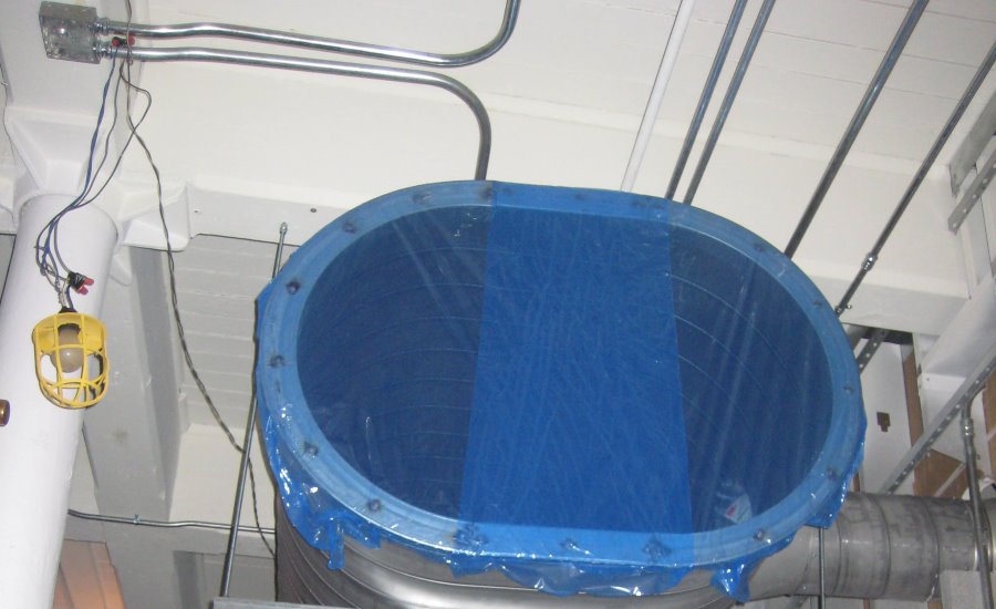Ductwork is protected from debris with a blue removable seal